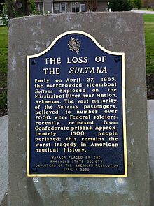 S. S. Sultana: Historic Marker